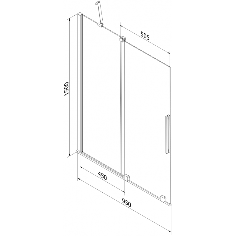 Mexen Velar parawan nawannowy 2-skrzydłowy rozsuwany 95 x 150 cm, szron, gun metal - 896-095-000-31-95
