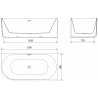 Mexen Gia wanna wolnostojąca narożna ryflowana prawa 170 x 80 cm, czarna mat, przelew czarny - 52701708071P-70