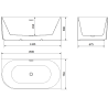 Mexen Gia wanna wolnostojąca narożna ryflowana prawa 150 x 75 cm, biała mat, przelew złoty szczotkowany - 52701507501P-55