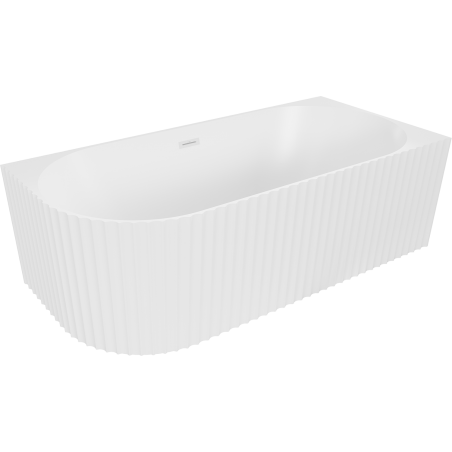 Mexen Gia wanna wolnostojąca narożna ryflowana prawa 150 x 75 cm, biała mat, przelew biały - 52701507501P-20