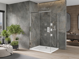 Mexen Omega kabina prysznicowa rozsuwana 100 x 80 cm, transparent, chrom + brodzik Flat - 825-100-080-01-00-4010