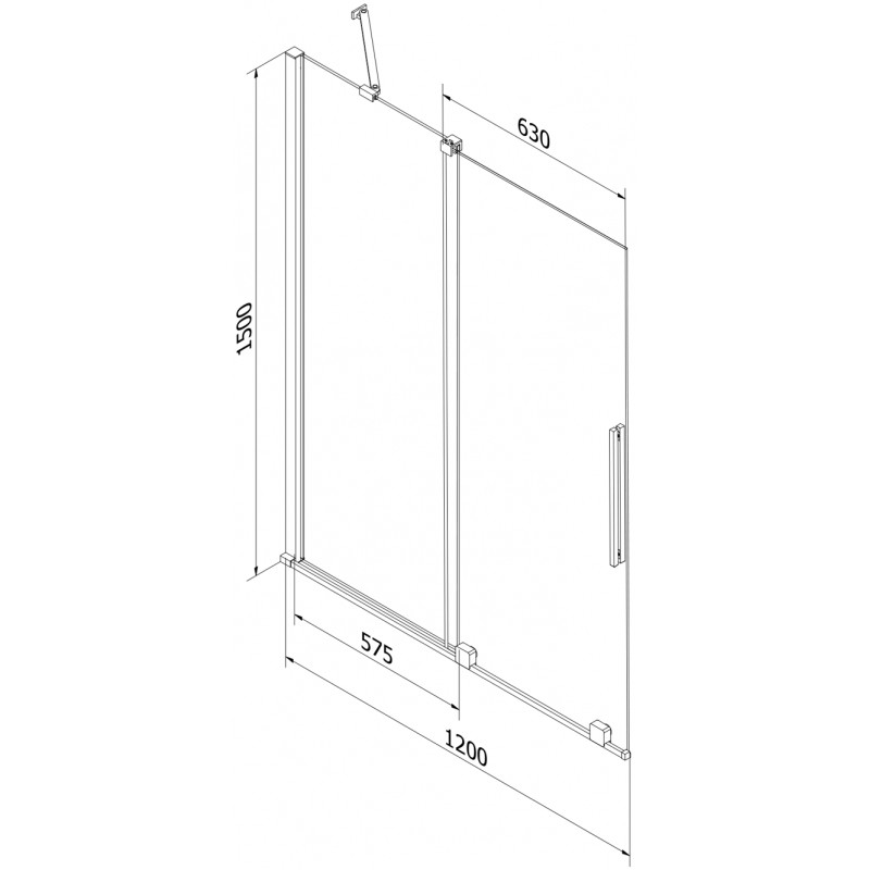 Mexen Velar parawan nawannowy 2-skrzydłowy rozsuwany 120 x 150 cm, szron, gun gray szczotkowany - 896-120-000-31-66
