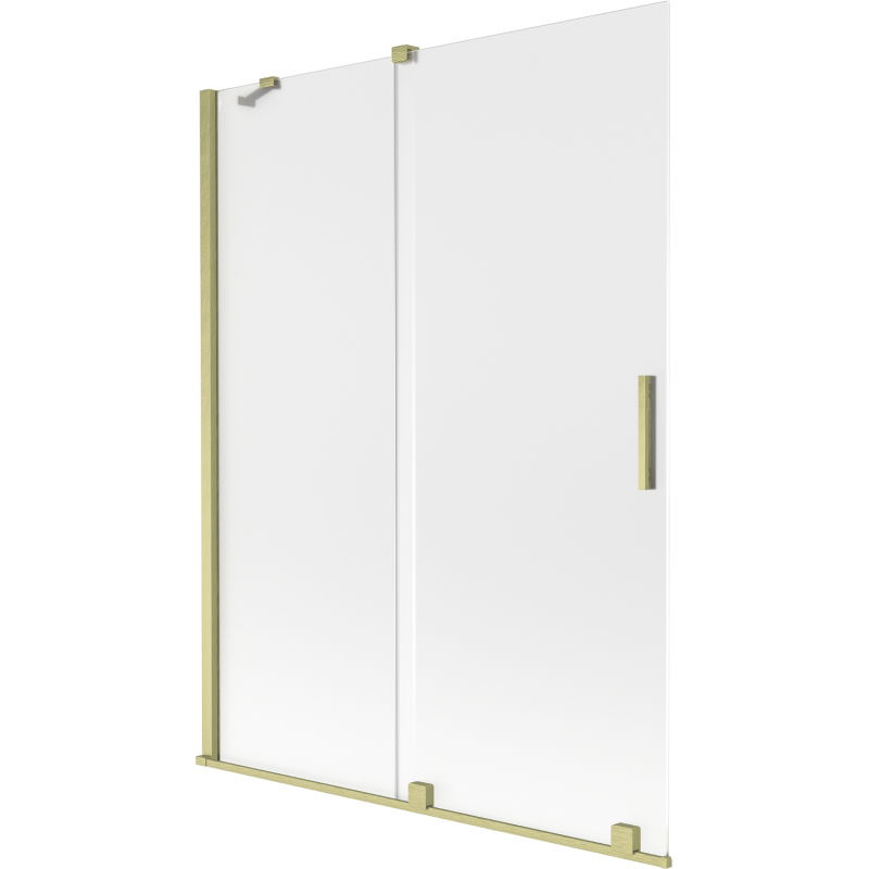 Mexen Velar parawan nawannowy 2-skrzydłowy rozsuwany 130 x 150 cm, szron, złoty szczotkowany - 896-130-000-31-55