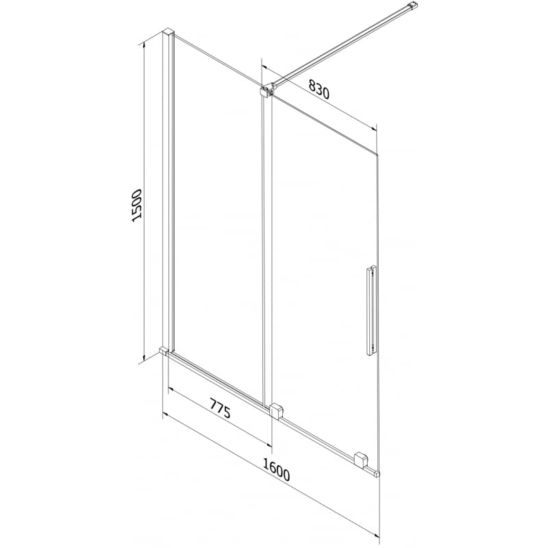Mexen Velar parawan nawannowy 2-skrzydłowy rozsuwany 160 x 150 cm, szron, gun metal - 896-160-000-31-95