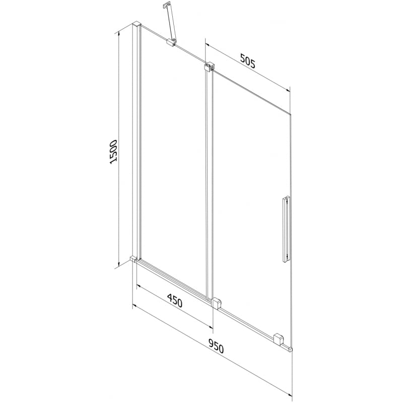 Mexen Velar parawan nawannowy 2-skrzydłowy rozsuwany 95 x 150 cm, szron, chrom - 896-095-000-31-01