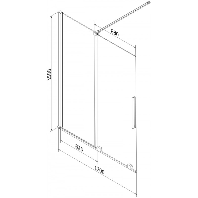 Mexen Velar parawan nawannowy 2-skrzydłowy rozsuwany 170 x 150 cm, szron, czarny - 896-170-000-31-70