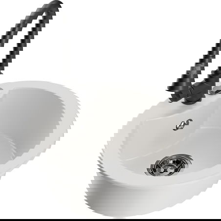 Mexen Diego zlewozmywak granitowy 1-komorowy z baterią kuchenną Elia, biały - 6512-20-670101-70