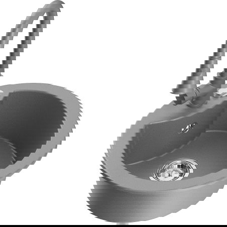 Mexen Diego zlewozmywak granitowy 1-komorowy z baterią kuchenną Elia, szary - 6512-71-670101-71