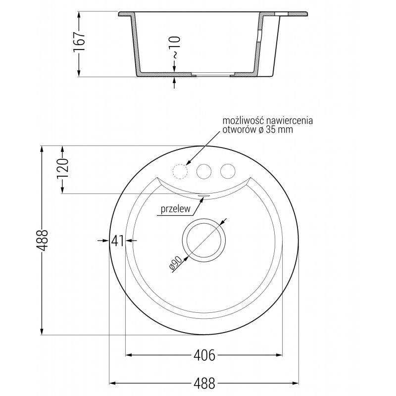 Mexen Diego zlewozmywak granitowy 1-komorowy z baterią kuchenną Elia, szary - 6512-71-670101-71
