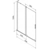 Mexen Velar L parawan nawannowy 2-skrzydłowy rozsuwany 95 x 150 cm, transparent, czarny - 896-095-003-01-70