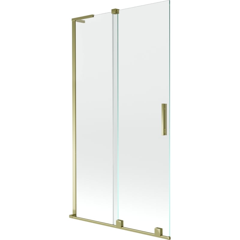 Mexen Velar L parawan nawannowy 2-skrzydłowy rozsuwany 100 x 150 cm, transparent, złoty - 896-100-003-01-50