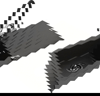 Mexen Cesar zlewozmywak granitowy 1-komorowy z ociekaczem i baterią kuchenną Duo, czarny/złoty metalik - 6514-75-671701-07-B