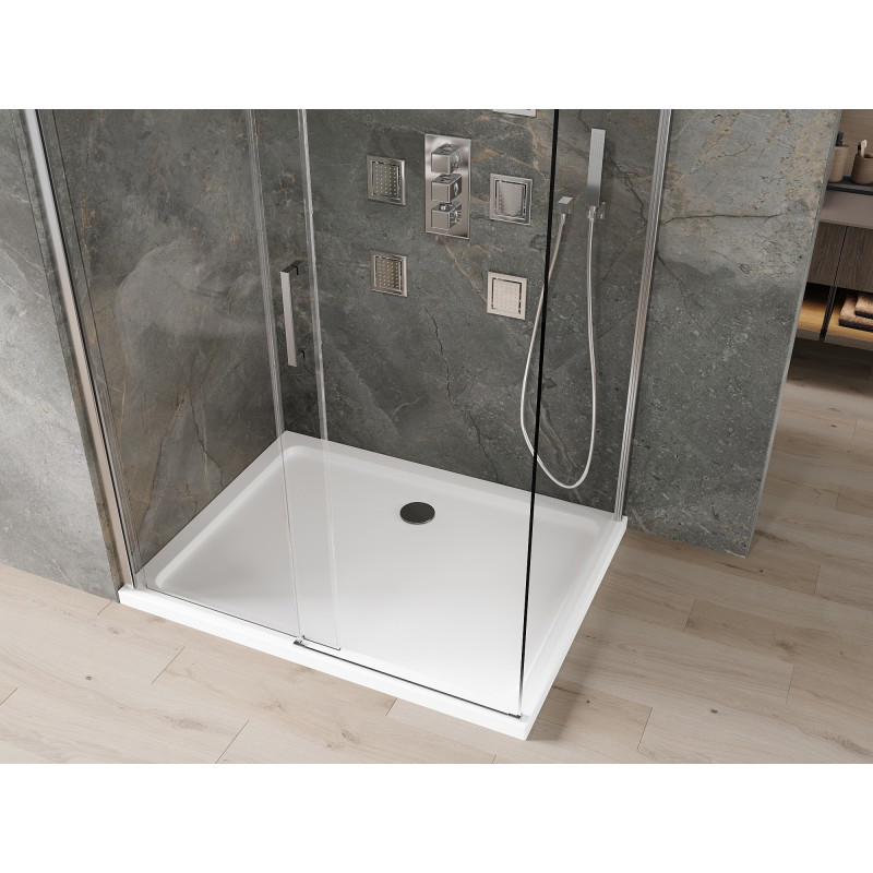 Mexen Omega kabina prysznicowa rozsuwana 120 x 100 cm, transparent, chrom + brodzik Flat - 825-120-100-01-00-4010