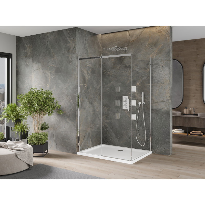 Mexen Omega kabina prysznicowa rozsuwana 130 x 90 cm, transparent, chrom + brodzik Flat - 825-130-090-01-00-4010