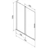 Mexen Velar L parawan nawannowy 2-skrzydłowy rozsuwany 75 x 150 cm, szron, czarny - 896-075-003-31-70