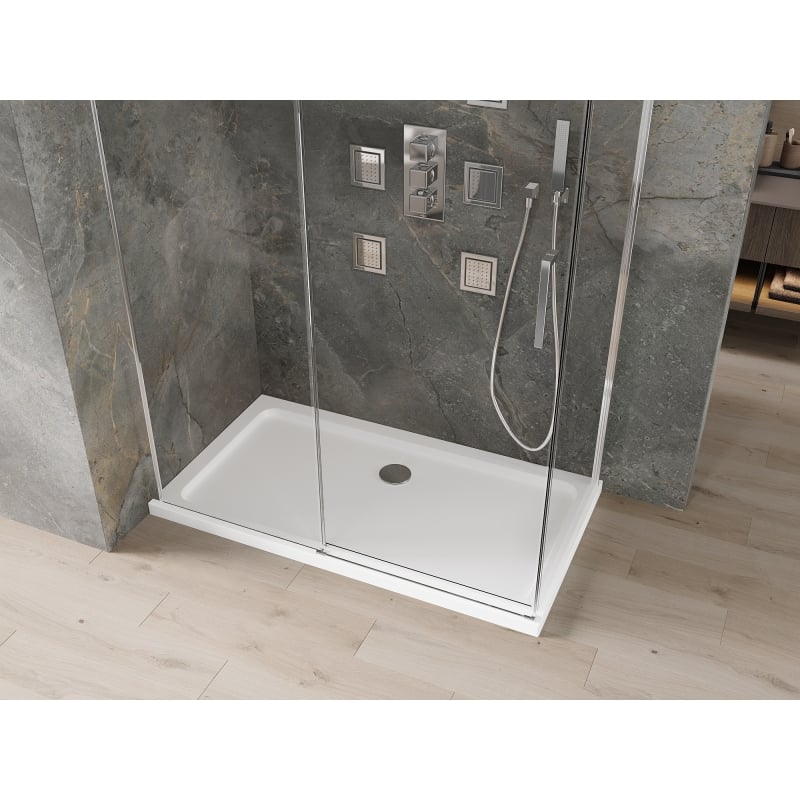 Mexen Omega kabina prysznicowa rozsuwana 140 x 70 cm, transparent, chrom + brodzik Flat - 825-140-070-01-00-4010