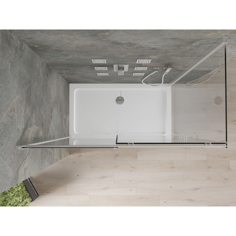 Mexen Omega kabina prysznicowa rozsuwana 140 x 70 cm, transparent, chrom + brodzik Flat - 825-140-070-01-00-4010