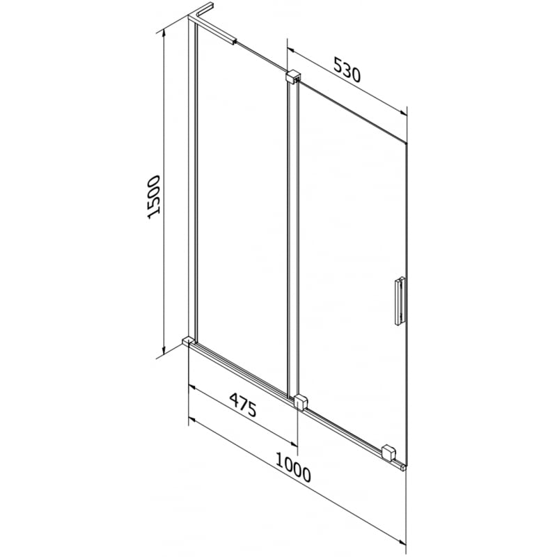 Mexen Velar L parawan nawannowy 2-skrzydłowy rozsuwany 100 x 150 cm, szron, czarny - 896-100-003-31-70