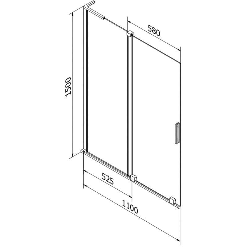 Mexen Velar L parawan nawannowy 2-skrzydłowy rozsuwany 110 x 150 cm, szron, chrom - 896-110-003-31-01