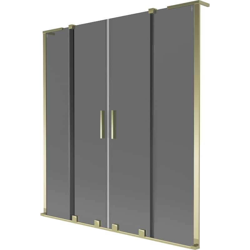 Mexen Velar L Duo parawan nawannowy 2-skrzydłowy rozsuwany 150 x 150 cm, grafit, złoty - 896-150-003-42-50
