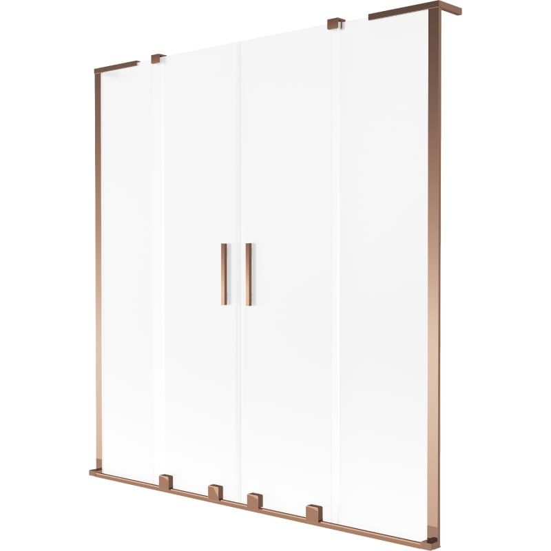 Mexen Velar L Duo parawan nawannowy 2-skrzydłowy rozsuwany 150 x 150 cm, szron, różowe złoto - 896-150-003-32-60