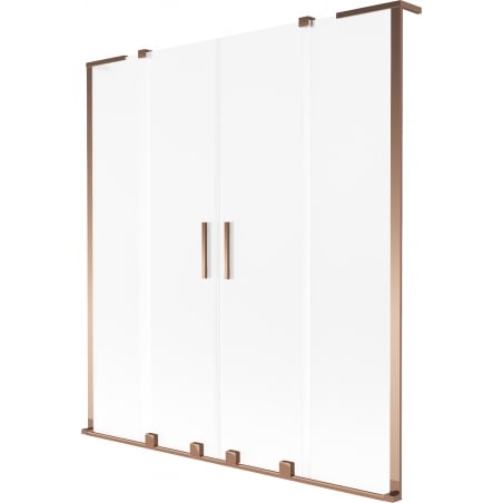 Mexen Velar L Duo parawan nawannowy 2-skrzydłowy rozsuwany 150 x 150 cm, szron, różowe złoto - 896-150-003-32-60
