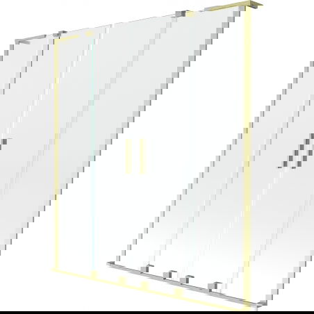 Mexen Velar L Duo parawan nawannowy 2-skrzydłowy rozsuwany 150 x 150 cm, transparent, złoty szczotkowany - 896-150-003-02-55