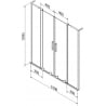 Mexen Velar L Duo parawan nawannowy 2-skrzydłowy rozsuwany 150 x 150 cm, transparent, złoty szczotkowany - 896-150-003-02-55