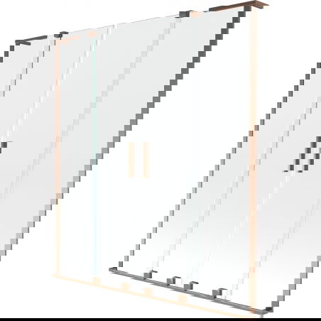 Mexen Velar L Duo parawan nawannowy 2-skrzydłowy rozsuwany 150 x 150 cm, transparent, różowe złoto - 896-150-003-02-60