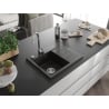 Mexen Ben zlewozmywak granitowy 1-komorowy z ociekaczem lewy 600 x 500 mm, czarny/złoty metalik, syfon chrom - 6522605000-75