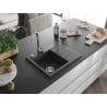 Mexen Ben zlewozmywak granitowy 1-komorowy z ociekaczem lewy 600 x 500 mm, czarny nakrapiany, syfon chrom - 6522605000-76