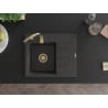 Mexen Ben zlewozmywak granitowy 1-komorowy z ociekaczem lewy 600 x 500 mm, czarny nakrapiany, syfon złoty - 6522605000-76-G