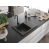 Mexen Ben zlewozmywak granitowy 1-komorowy z ociekaczem lewy 600 x 500 mm, czarny nakrapiany, syfon czarny - 6522605000-76-B