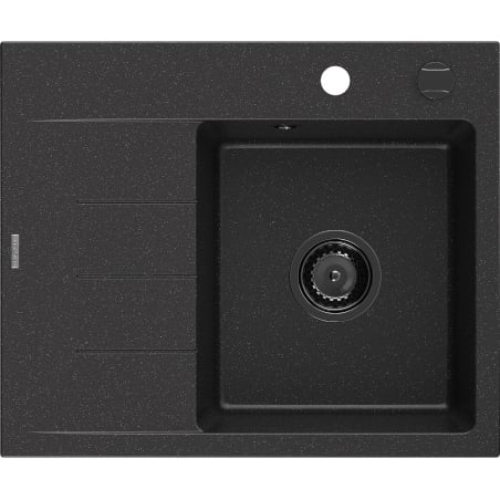 Mexen Ben zlewozmywak granitowy 1-komorowy z ociekaczem, prawy 600x500 mm, czarny/srebrny metalik syfon czarny - 6523605000-73-B