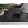 Mexen Ben zlewozmywak granitowy 1-komorowy z ociekaczem prawy 600 x 500 mm czarny/srebrny metalik syfon czarny - 6523605000-73-B