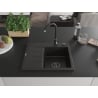 Mexen Ben zlewozmywak granitowy 1-komorowy z ociekaczem prawy 600 x 500 mm, czarny/złoty metalik, syfon czarny - 6523605000-75-B