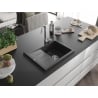 Mexen Ben zlewozmywak granitowy 1-komorowy z ociekaczem prawy 600 x 500 mm, czarny nakrapiany, syfon chrom - 6523605000-76
