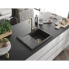 Mexen Ben zlewozmywak granitowy 1-komorowy z ociekaczem prawy 600 x 500 mm, czarny nakrapiany, syfon złoty - 6523605000-76-G