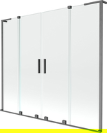 Mexen Velar L Duo parawan nawannowy 2-skrzydłowy rozsuwany 180 x 150 cm, transparent, gun gray szczotkowany - 896-180-003-02-66