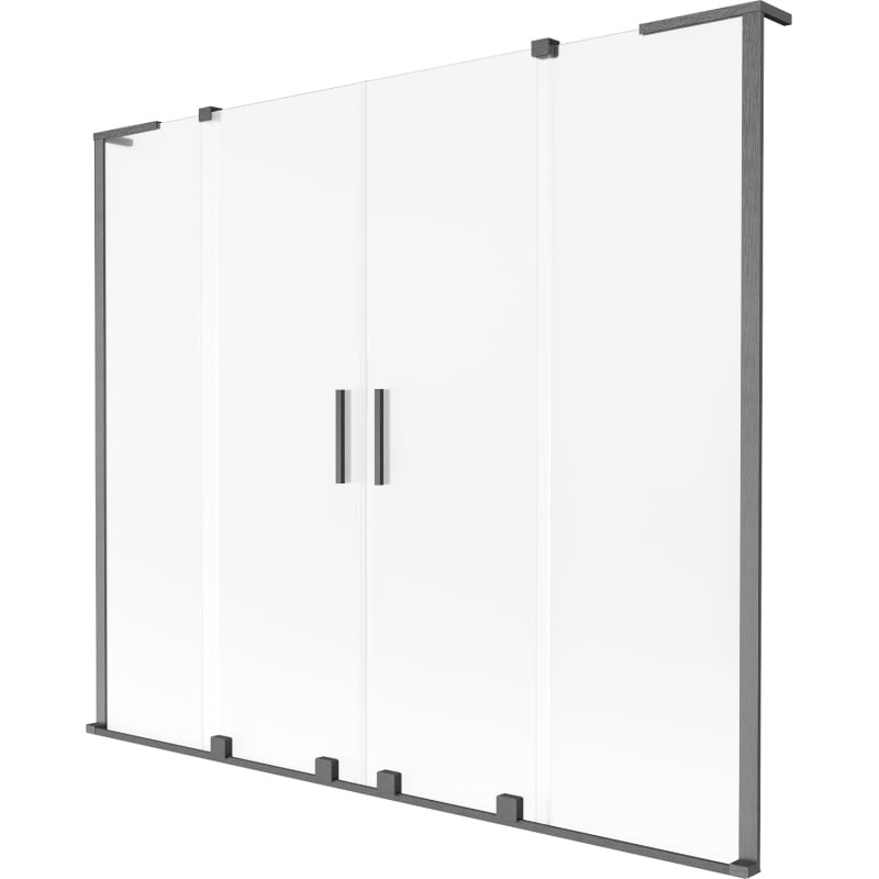 Mexen Velar L Duo parawan nawannowy 2-skrzydłowy rozsuwany 170 x 150 cm, szron, gun gray szczotkowany - 896-170-003-32-66