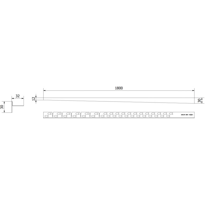 Mexen Line-B listwa spadkowa podłogowa 180 cm lewa, złota szczotkowana - 185501180L