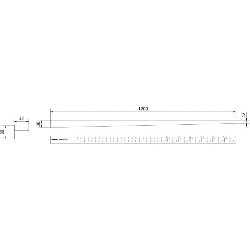 Mexen Line-B listwa spadkowa podłogowa 120 cm prawa, złota szczotkowana - 185501120R