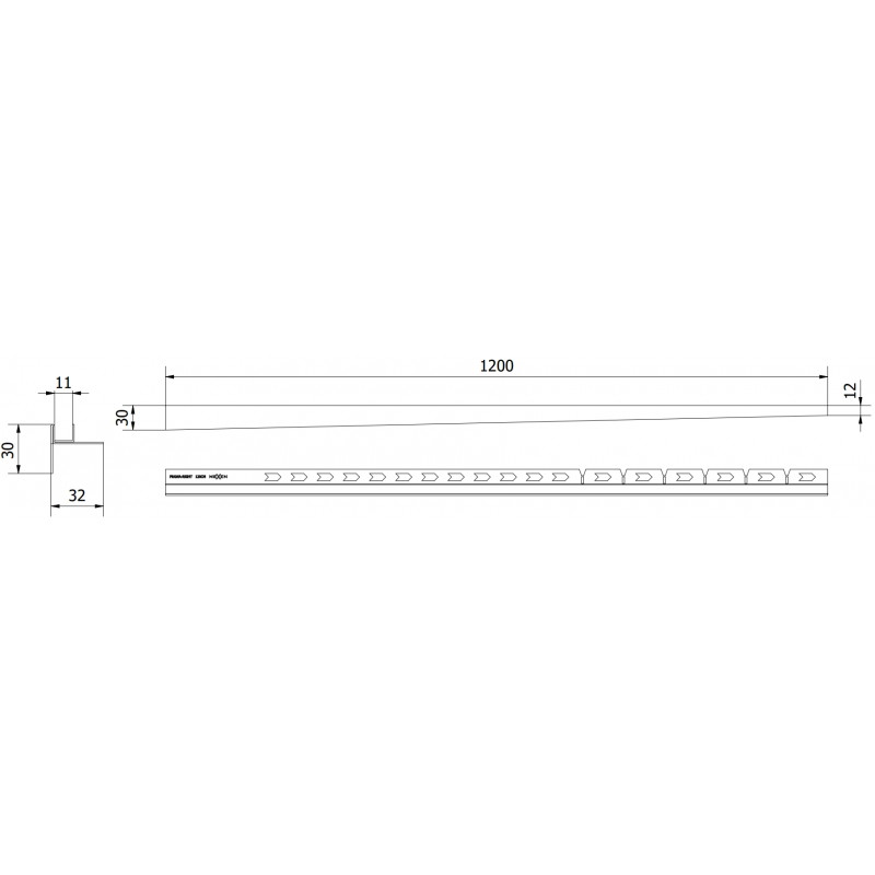Mexen Line-B listwa spadkowa do szkła 120 cm prawa, złota szczotka - 185504120R