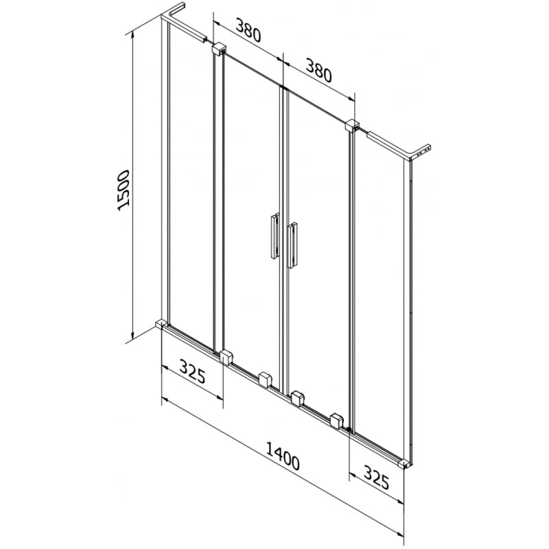 Mexen Velar L Duo parawan nawannowy 2-skrzydłowy rozsuwany 140 x 150 cm, transparent, biały - 896-140-003-02-20