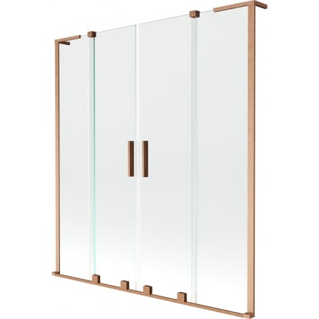 Mexen Velar L Duo parawan nawannowy 2-skrzydłowy rozsuwany 140 x 150 cm, transparent, miedź szczotkowana - 896-140-003-02-65