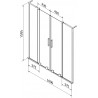 Mexen Velar L Duo parawan nawannowy 2-skrzydłowy rozsuwany 160 x 150 cm, transparent, biały - 896-160-003-02-20