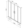 Mexen Velar L Duo parawan nawannowy 2-skrzydłowy rozsuwany 160 x 150 cm, transparent, złoty szczotkowany - 896-160-003-02-55