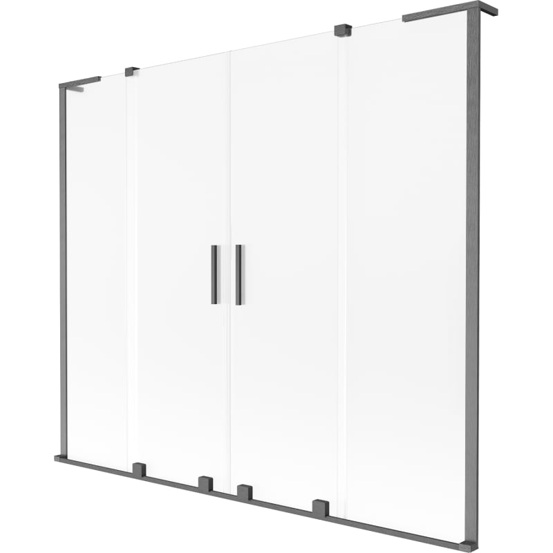 Mexen Velar L Duo parawan nawannowy 2-skrzydłowy rozsuwany 200 x 150 cm, szron, gun gray szczotkowany - 896-200-003-32-66
