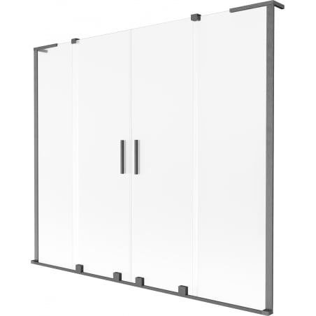 Mexen Velar L Duo parawan nawannowy 2-skrzydłowy rozsuwany 200 x 150 cm, szron, gun gray szczotkowany - 896-200-003-32-66