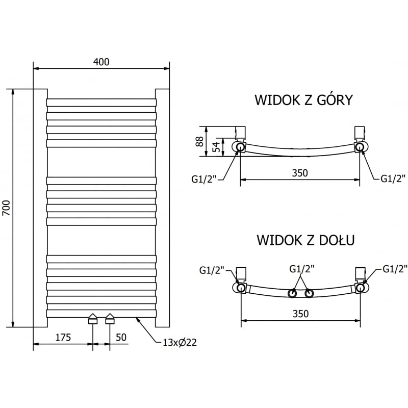 Mexen Ares grzejnik elektryczny 700 x 400 mm, 300 W, złoty - W102-0700-400-2300-50